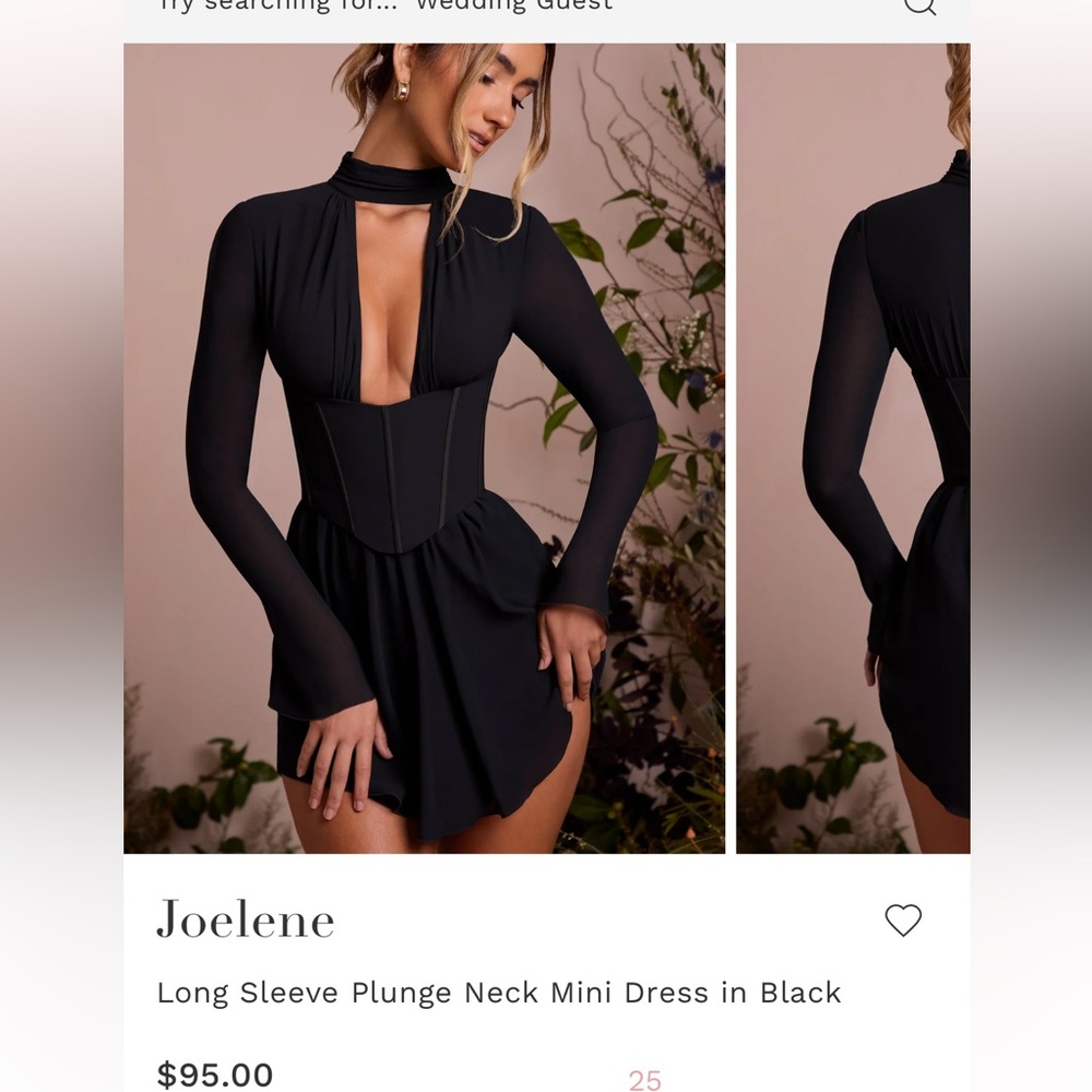 Oh Polly Black Long Sleeve Plunge Dress